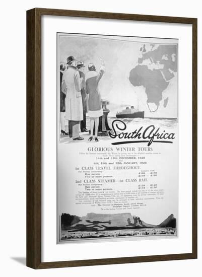 Advert for Winter Tours of South Africa, 1928-null-Framed Giclee Print