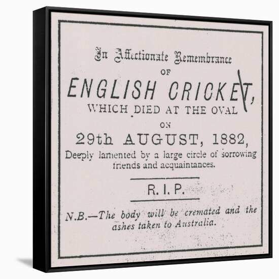 Advert from the Sporting Times in August 1882 Which Introduced the Concept of the Ashes-null-Framed Stretched Canvas