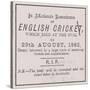 Advert from the Sporting Times in August 1882 Which Introduced the Concept of the Ashes-null-Stretched Canvas