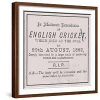 Advert from the Sporting Times in August 1882 Which Introduced the Concept of the Ashes-null-Framed Giclee Print