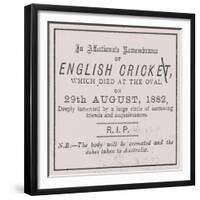 Advert from the Sporting Times in August 1882 Which Introduced the Concept of the Ashes-null-Framed Giclee Print