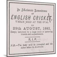Advert from the Sporting Times in August 1882 Which Introduced the Concept of the Ashes-null-Mounted Giclee Print