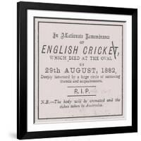 Advert from the Sporting Times in August 1882 Which Introduced the Concept of the Ashes-null-Framed Giclee Print