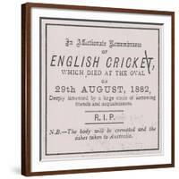 Advert from the Sporting Times in August 1882 Which Introduced the Concept of the Ashes-null-Framed Giclee Print