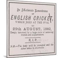 Advert from the Sporting Times in August 1882 Which Introduced the Concept of the Ashes-null-Mounted Giclee Print