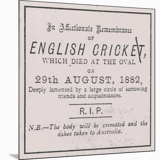 Advert from the Sporting Times in August 1882 Which Introduced the Concept of the Ashes-null-Mounted Giclee Print