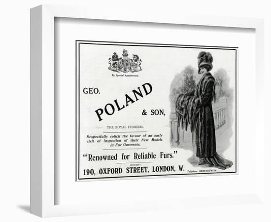Advert Geo. Poland and Son Furs-null-Framed Art Print