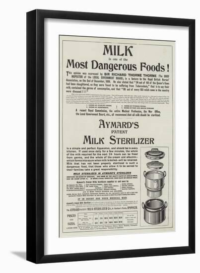 Advertisement, Aymard's Patent Milk Sterilizer-null-Framed Giclee Print