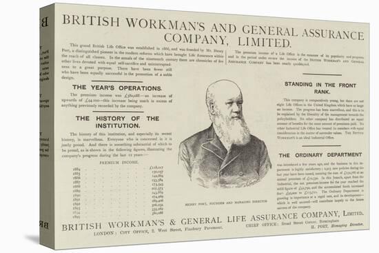 Advertisement, British Workman's and General Life Assurance Company-null-Stretched Canvas