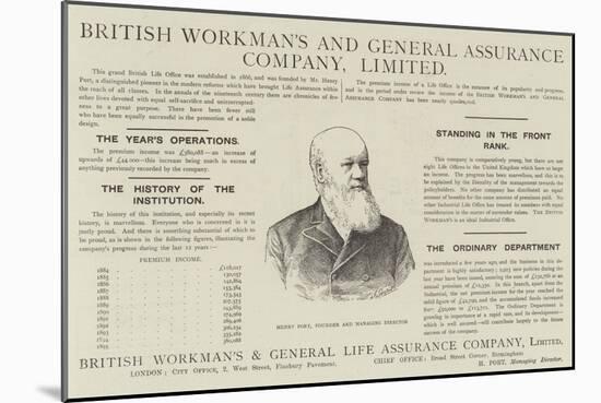 Advertisement, British Workman's and General Life Assurance Company-null-Mounted Giclee Print