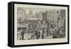 Advertisement, Busy London Corners, an Everyday Scene at Ludgate Circus-null-Framed Stretched Canvas