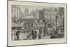 Advertisement, Busy London Corners, an Everyday Scene at Ludgate Circus-null-Mounted Giclee Print