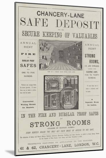 Advertisement, Chancery-Lane Safe Deposit-null-Mounted Giclee Print