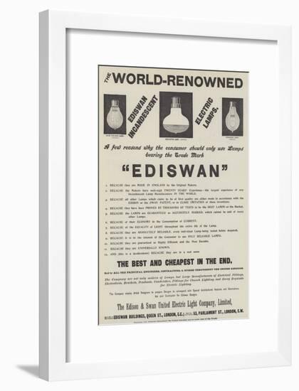 Advertisement, Ediswan Lamps-null-Framed Giclee Print