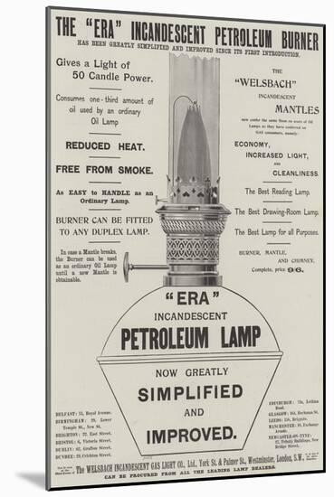 Advertisement, Era Incandescent Petroleum Burner-null-Mounted Giclee Print