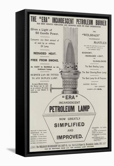 Advertisement, Era Incandescent Petroleum Burner-null-Framed Stretched Canvas