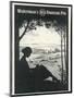 Advertisement for a Fountain Pen Featuring a Silhouette of a Woman Sitting Under a Tree Writing-null-Mounted Premium Photographic Print