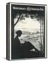 Advertisement for a Fountain Pen Featuring a Silhouette of a Woman Sitting Under a Tree Writing-null-Stretched Canvas