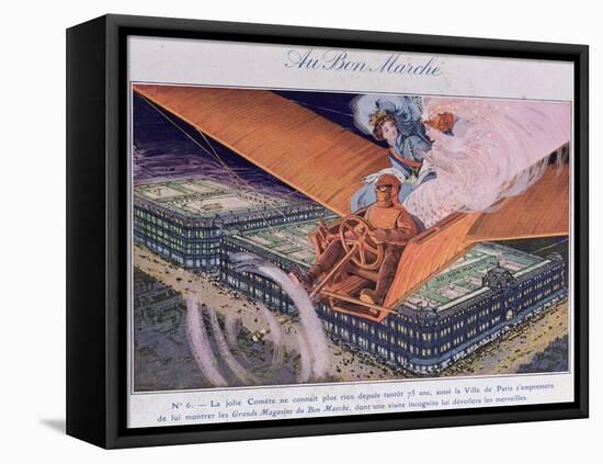 Advertisement for 'Au Bon Marche' Depicting Halley's Comet Flying over the Department Store, 1910-null-Framed Stretched Canvas