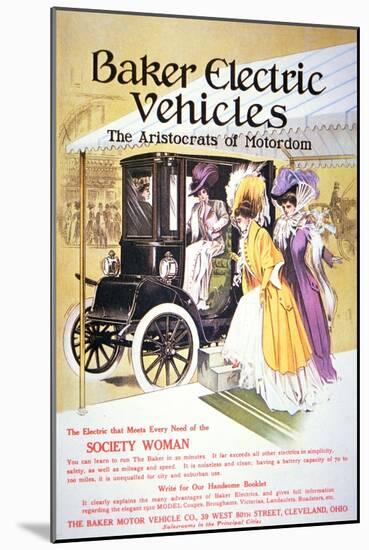 Advertisement for Baker Electric Motor Vehicles, 1909-null-Mounted Giclee Print