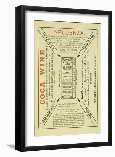 Advertisement For Coca Wine As a Health Drink-Isabella Beeton-Framed Giclee Print
