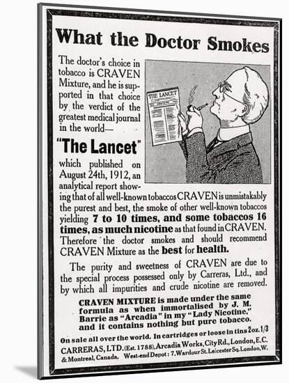 Advertisement for 'Craven Mixture Tobacco', 1910s-English School-Mounted Giclee Print