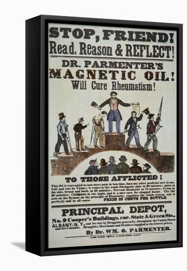 Advertisement for 'Doctor Parmenter's Magnetic Oil', 1840S-American School-Framed Stretched Canvas