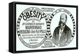 Advertisement for 'Dr. Schindler Barnay's Marienbad Reducing (Anti-Fat) Pills, 1890s-English School-Framed Stretched Canvas