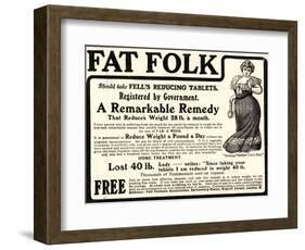 Advertisement for 'Fell's Reducing Tablets', 1910s-English School-Framed Giclee Print