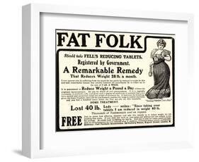 Advertisement for 'Fell's Reducing Tablets', 1910s-English School-Framed Giclee Print