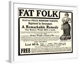 Advertisement for 'Fell's Reducing Tablets', 1910s-English School-Framed Giclee Print