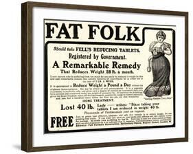 Advertisement for 'Fell's Reducing Tablets', 1910s-English School-Framed Giclee Print