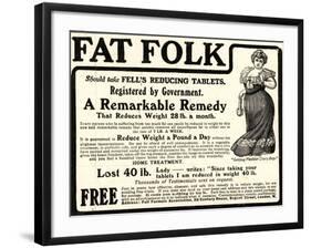 Advertisement for 'Fell's Reducing Tablets', 1910s-English School-Framed Giclee Print