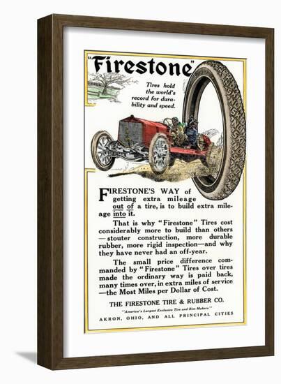 Advertisement for Firestone Tire and Rubber Company, 1912-null-Framed Giclee Print