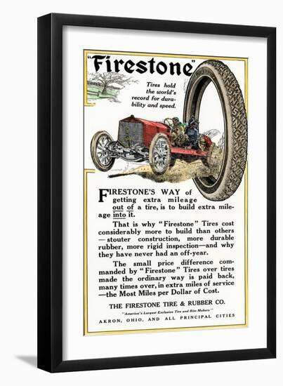 Advertisement for Firestone Tire and Rubber Company, 1912-null-Framed Giclee Print