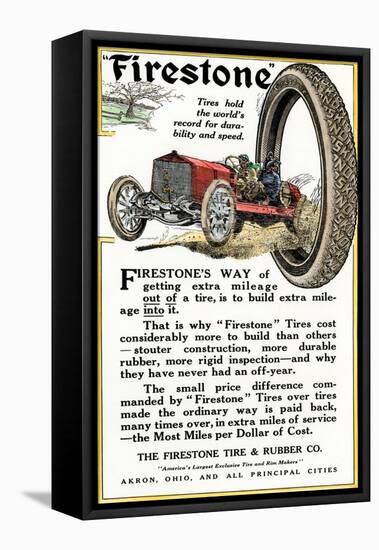 Advertisement for Firestone Tire and Rubber Company, 1912-null-Framed Stretched Canvas