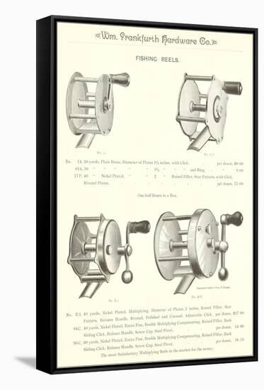 Advertisement for Four Fishing Reels-null-Framed Stretched Canvas