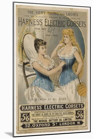 Advertisement for Harness's Electric Corset-null-Mounted Art Print
