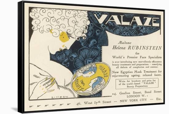 Advertisement for Helena Rubinstein's Valaze Beauty Cream-Simeon-Framed Stretched Canvas