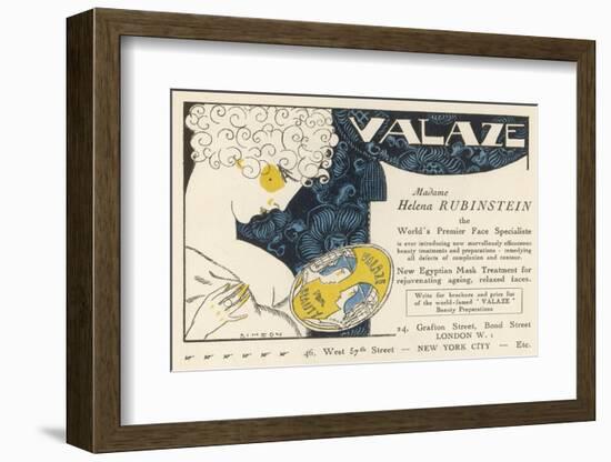 Advertisement for Helena Rubinstein's Valaze Beauty Cream-Simeon-Framed Photographic Print