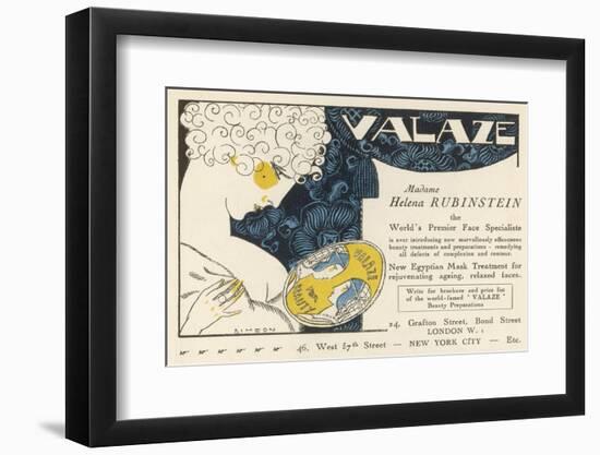 Advertisement for Helena Rubinstein's Valaze Beauty Cream-Simeon-Framed Photographic Print