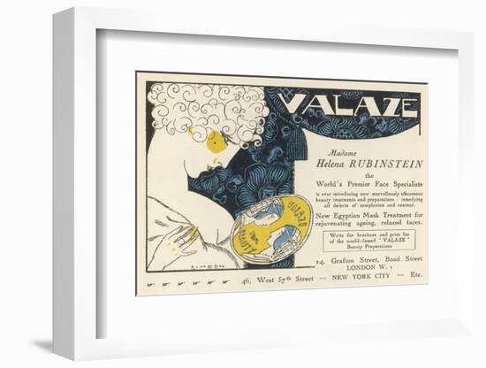 Advertisement for Helena Rubinstein's Valaze Beauty Cream-Simeon-Framed Photographic Print