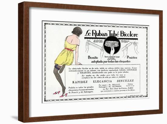 Advertisement for Ladies' Garter-null-Framed Art Print