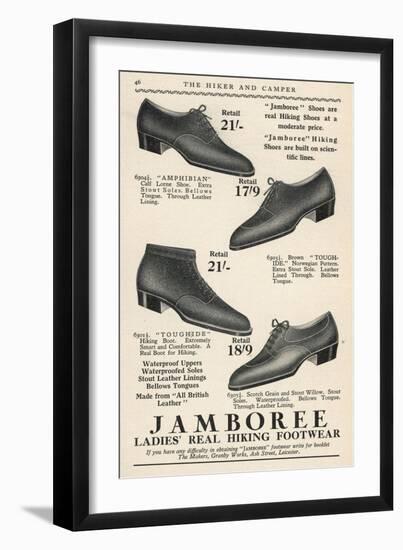 Advertisement for Ladies Hiking Boots by Jamboree-null-Framed Art Print