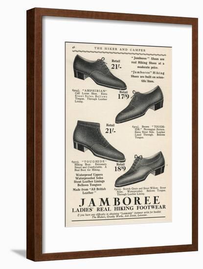 Advertisement for Ladies Hiking Boots by Jamboree-null-Framed Art Print