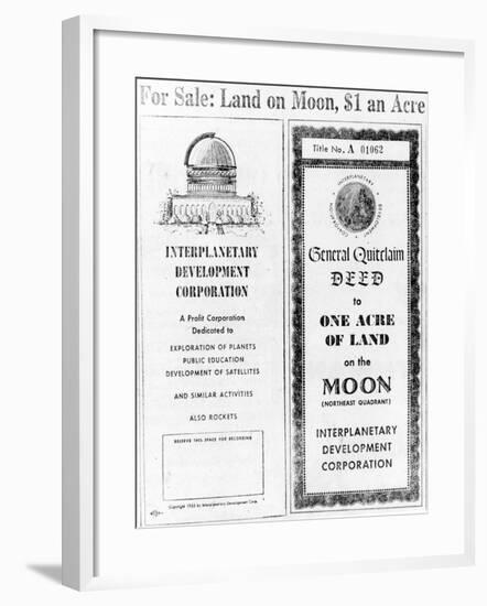 Advertisement for Lunar Real Estate-null-Framed Giclee Print