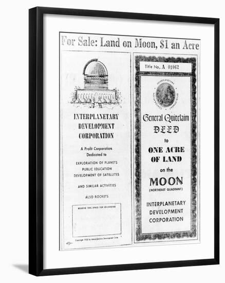 Advertisement for Lunar Real Estate-null-Framed Giclee Print