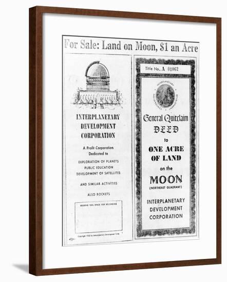 Advertisement for Lunar Real Estate-null-Framed Giclee Print