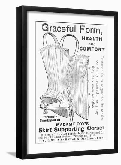Advertisement for Madame Foy's Skirt Supporting Corset-null-Framed Giclee Print