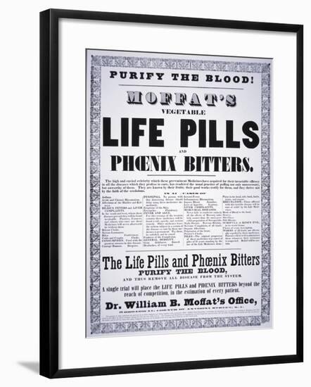 Advertisement for 'Moffat's Vegetable Life Pills and Phoenix Bitters', C.1860-null-Framed Giclee Print